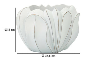 Vaso Bovezzo, Complemento d'arredo, Articolo decorativo, Accessorio d'arredo, 35x35 h24 cm, Bianco