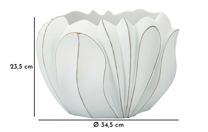 Vaso Bovezzo, Complemento d'arredo, Articolo decorativo, Accessorio d'arredo, 35x35 h24 cm, Bianco