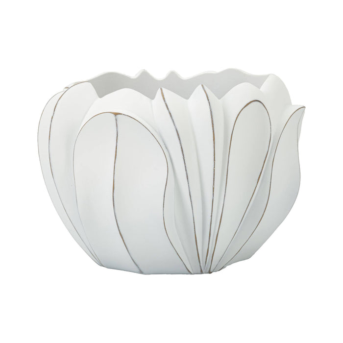 Vaso Bovezzo, Complemento d'arredo, Articolo decorativo, Accessorio d'arredo, 35x35 h24 cm, Bianco