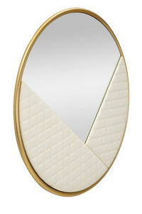 Specchio Bozzole, Specchiera, Articolo d'arredo a muro, Decorazione con specchio, 80x3 h80 cm, Bianco e Oro