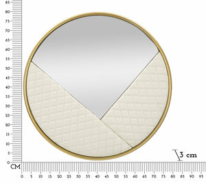 Specchio Bozzole, Specchiera, Articolo d'arredo a muro, Decorazione con specchio, 80x3 h80 cm, Bianco e Oro