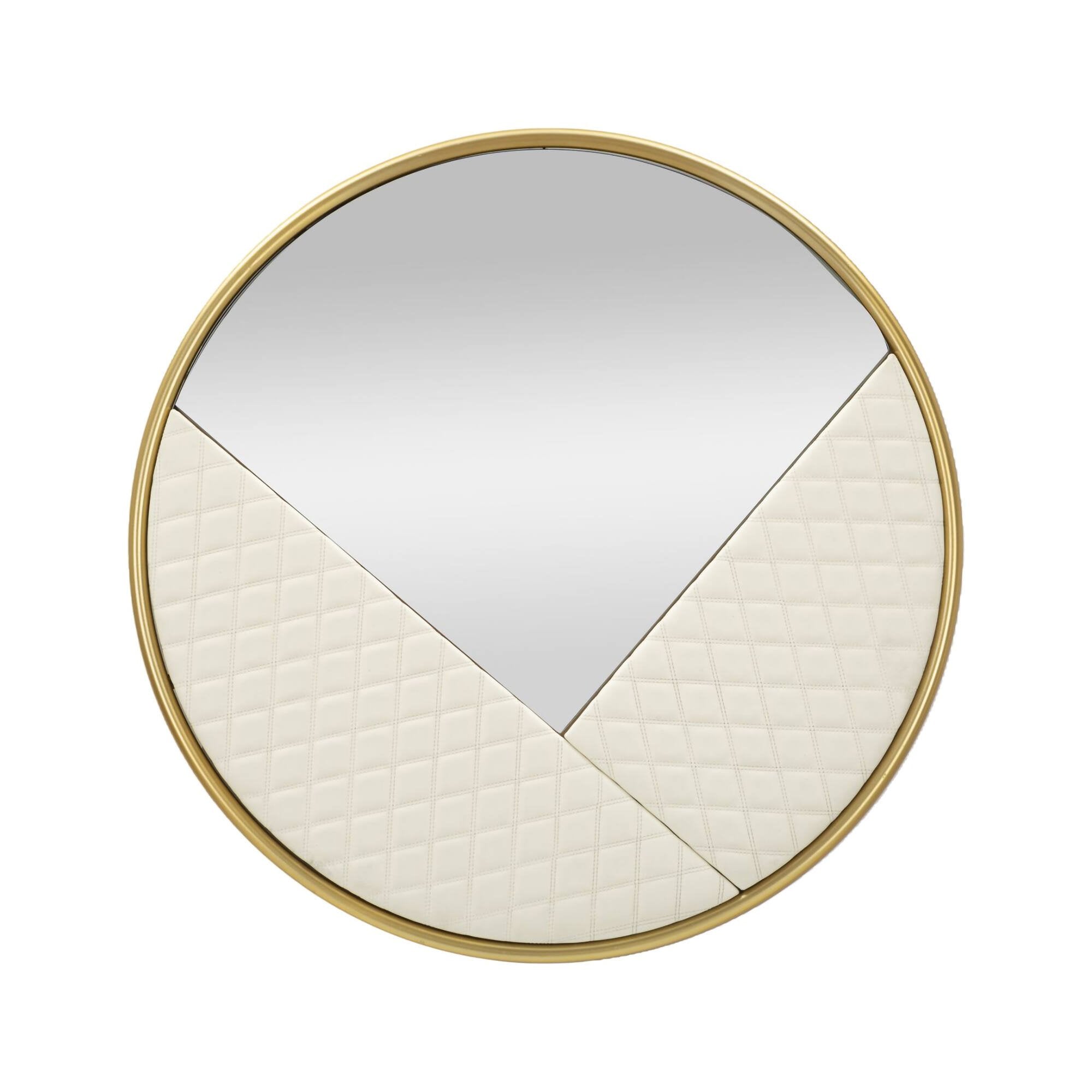 Specchio Bozzole, Specchiera, Articolo d'arredo a muro, Decorazione con specchio, 80x3 h80 cm, Bianco e Oro