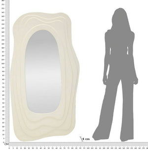 Specchio Pregola, Specchiera, Articolo d'arredo a muro, Decorazione con specchio, 90x4 h165 cm, Bianco