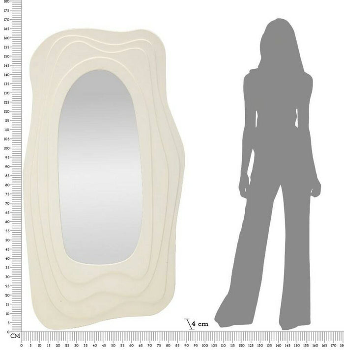 Specchio Pregola, Specchiera, Articolo d'arredo a muro, Decorazione con specchio, 90x4 h165 cm, Bianco