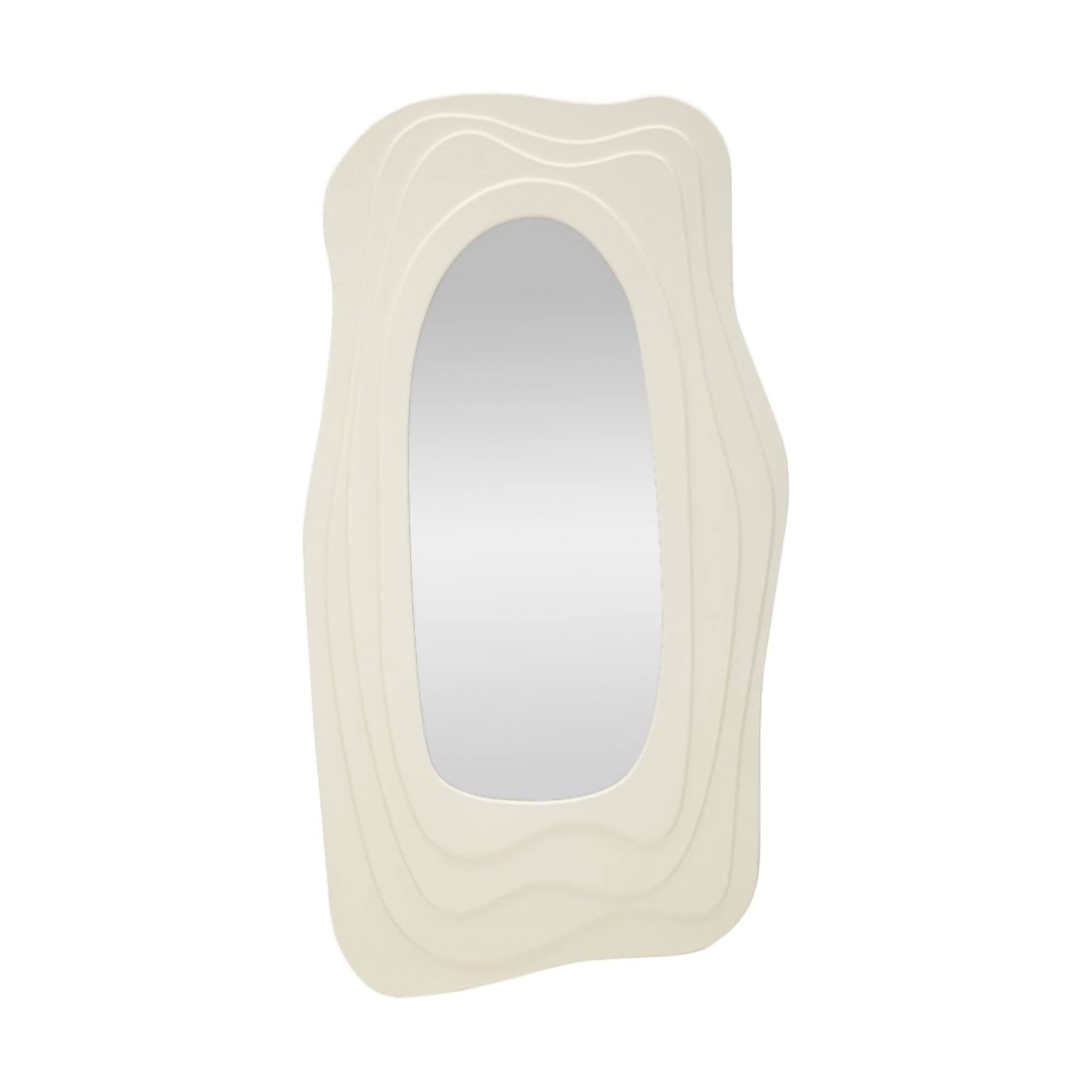 Specchio Pregola, Specchiera, Articolo d'arredo a muro, Decorazione con specchio, 90x4 h165 cm, Bianco