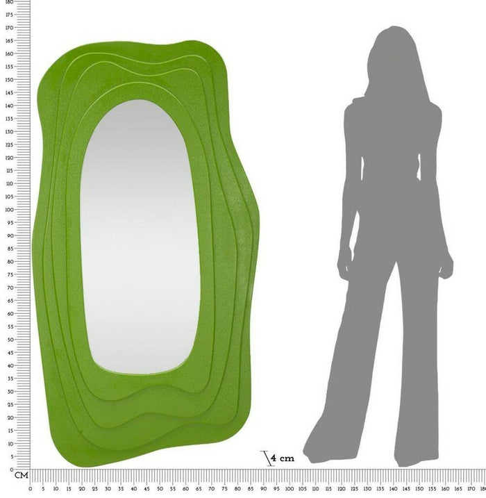 Specchio Pregola, Specchiera, Articolo d'arredo a muro, Decorazione con specchio, 90x4 h165 cm, Verde