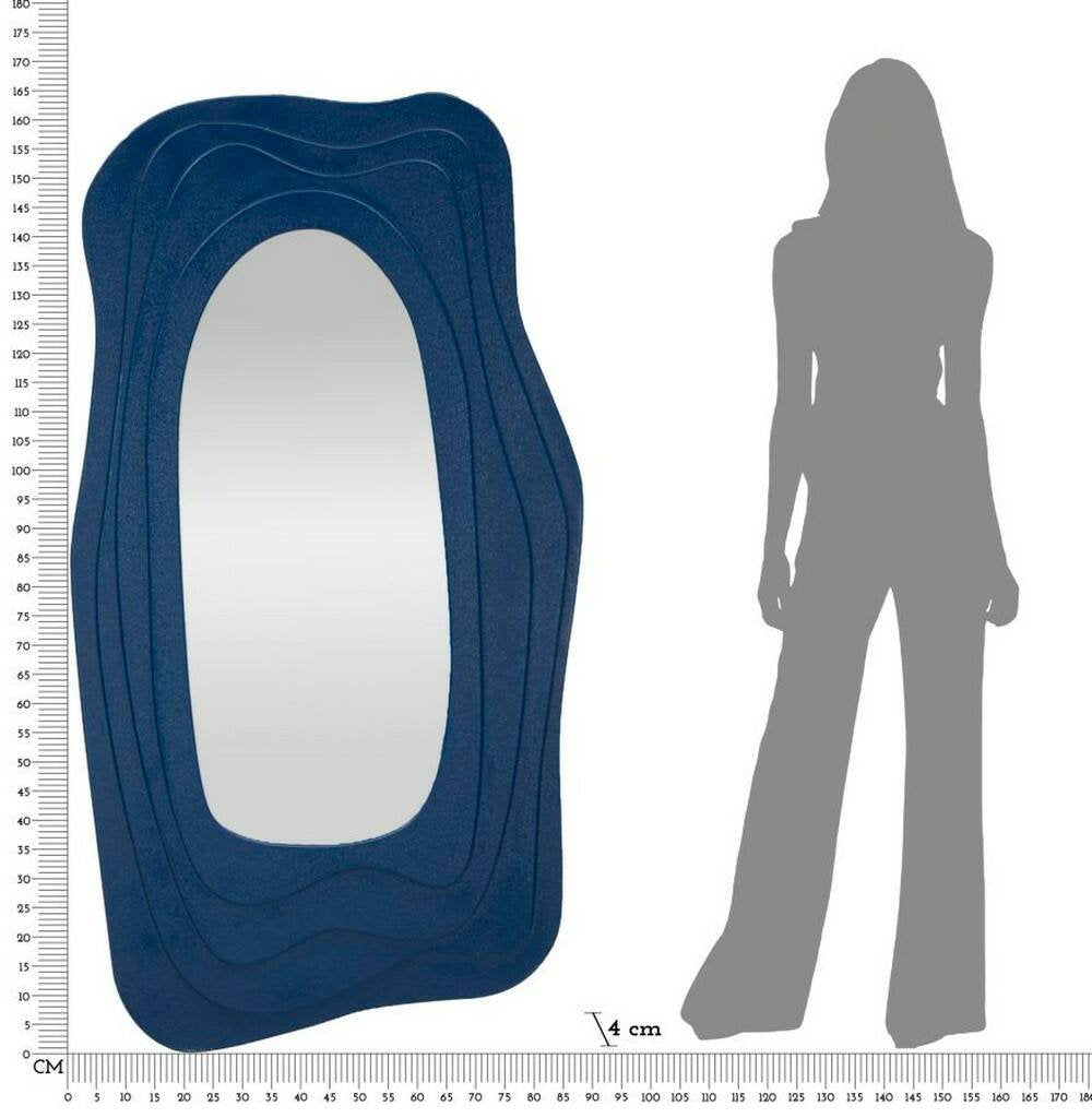 Specchio Pregola, Specchiera, Articolo d'arredo a muro, Decorazione con specchio, 90x4 h165 cm, Blu