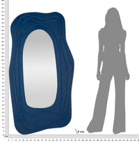 Specchio Pregola, Specchiera, Articolo d'arredo a muro, Decorazione con specchio, 90x4 h165 cm, Blu