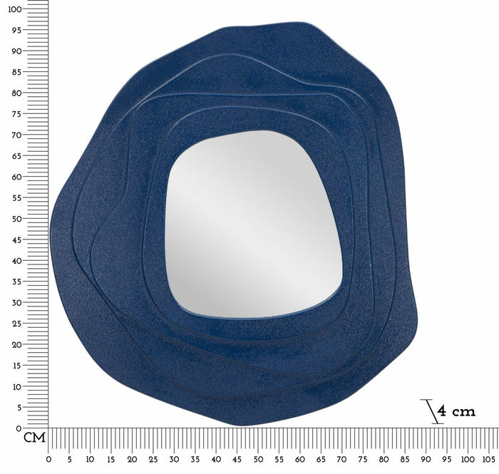 Specchio Brennero, Specchiera, Articolo d'arredo a muro, Decorazione con specchio, 90x4 h97 cm, Blu