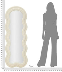 Specchio Bottarone, Specchiera, Articolo d'arredo a muro, Decorazione con specchio, 40x4 h160 cm, Crema