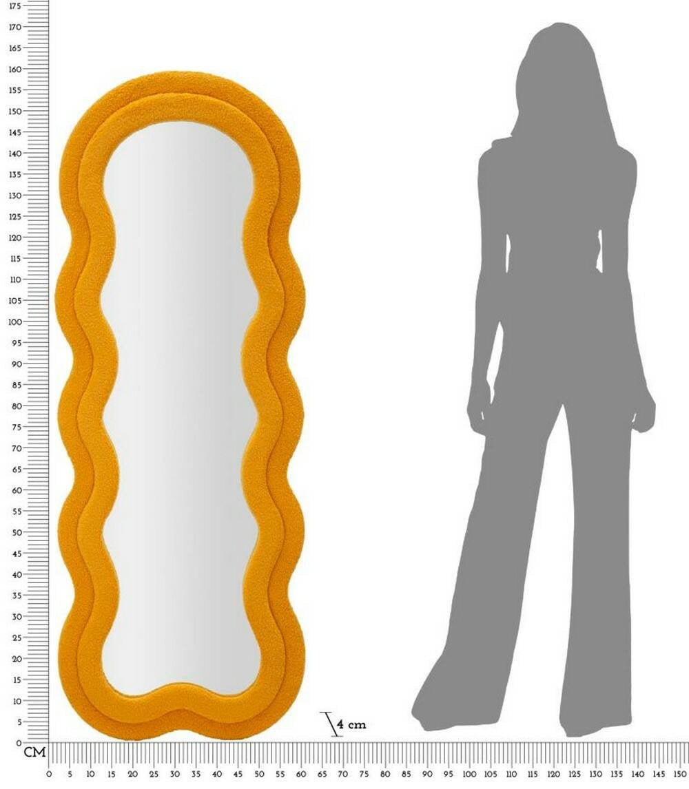 Specchio Bottarone, Specchiera, Articolo d'arredo a muro, Decorazione con specchio, 40x4 h160 cm, Ocra