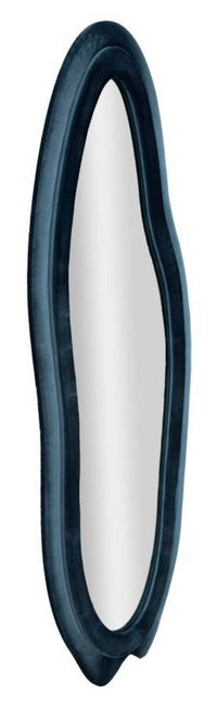 Specchio Brione, Specchiera, Articolo d'arredo a muro, Decorazione con specchio, 40x4 h160 cm, Blu