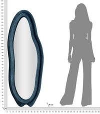 Specchio Brione, Specchiera, Articolo d'arredo a muro, Decorazione con specchio, 40x4 h160 cm, Blu