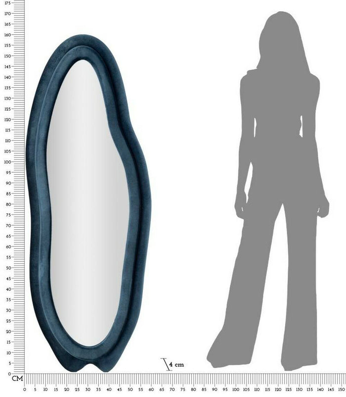 Specchio Brione, Specchiera, Articolo d'arredo a muro, Decorazione con specchio, 40x4 h160 cm, Blu