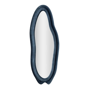 Specchio Brione, Specchiera, Articolo d'arredo a muro, Decorazione con specchio, 40x4 h160 cm, Blu