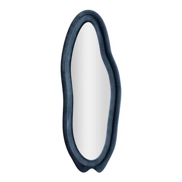 Specchio Brione, Specchiera, Articolo d'arredo a muro, Decorazione con specchio, 40x4 h160 cm, Blu