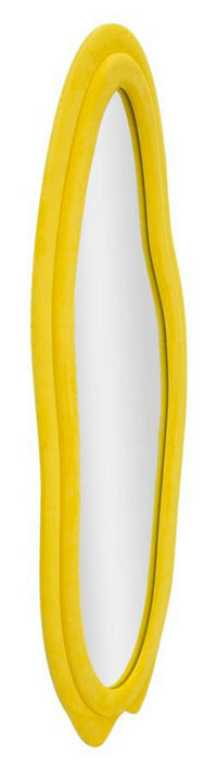 Specchio Brione, Specchiera, Articolo d'arredo a muro, Decorazione con specchio, 40x4 h160 cm, Giallo