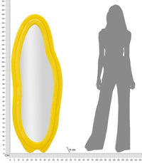 Specchio Brione, Specchiera, Articolo d'arredo a muro, Decorazione con specchio, 40x4 h160 cm, Giallo
