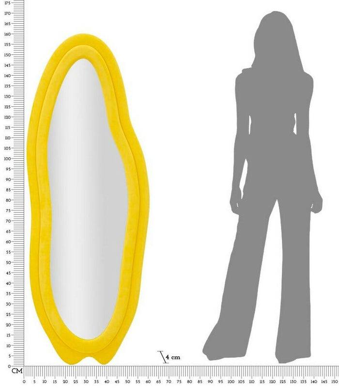 Specchio Brione, Specchiera, Articolo d'arredo a muro, Decorazione con specchio, 40x4 h160 cm, Giallo