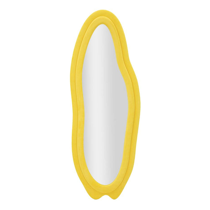 Specchio Brione, Specchiera, Articolo d'arredo a muro, Decorazione con specchio, 40x4 h160 cm, Giallo
