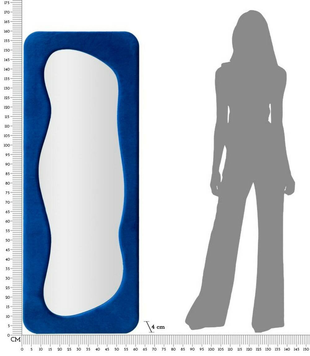 Specchio Casciago, Specchiera, Articolo d'arredo a muro, Decorazione con specchio, 40x4 h160 cm, Blu