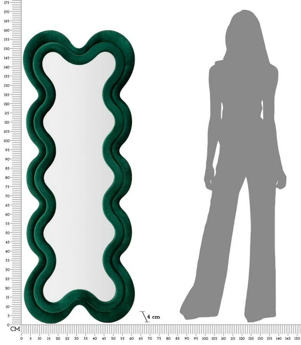 Specchio Lari, Specchiera, Articolo d'arredo a muro, Decorazione con specchio, 58x4 h160 cm, Verde