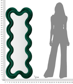 Specchio Lari, Specchiera, Articolo d'arredo a muro, Decorazione con specchio, 58x4 h160 cm, Verde