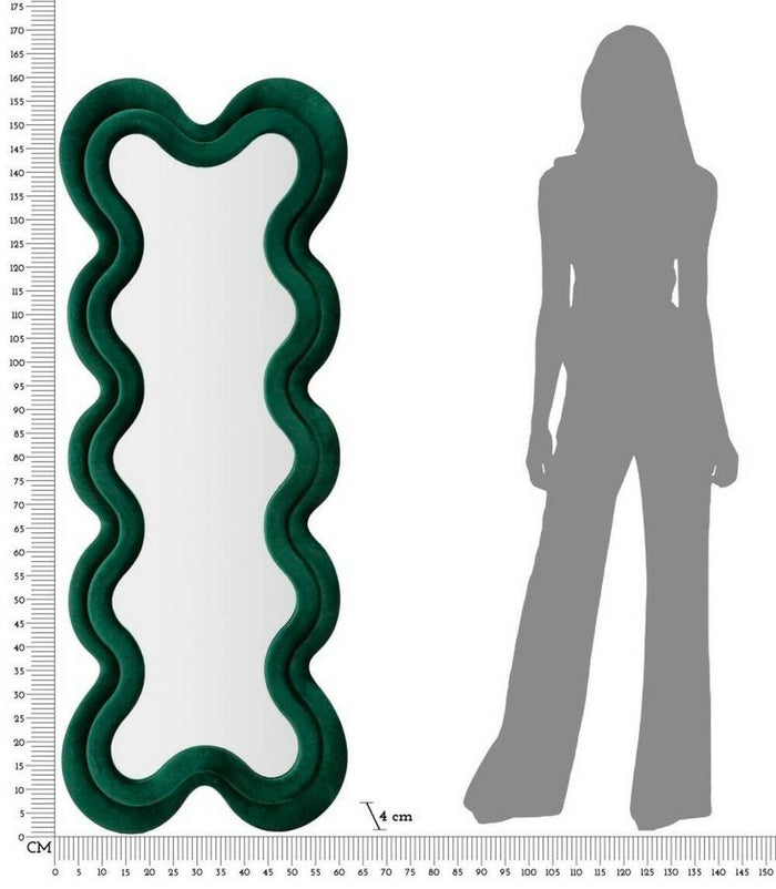 Specchio Lari, Specchiera, Articolo d'arredo a muro, Decorazione con specchio, 58x4 h160 cm, Verde