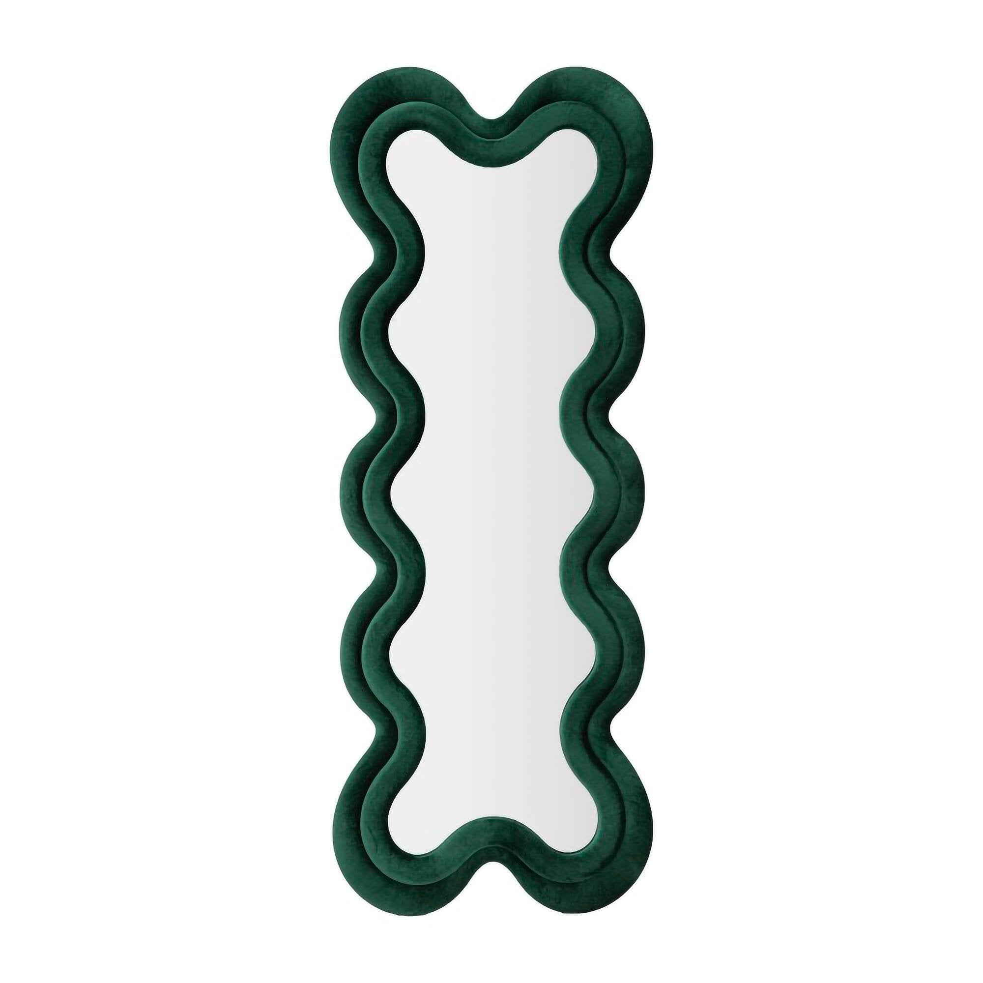 Specchio Lari, Specchiera, Articolo d'arredo a muro, Decorazione con specchio, 58x4 h160 cm, Verde