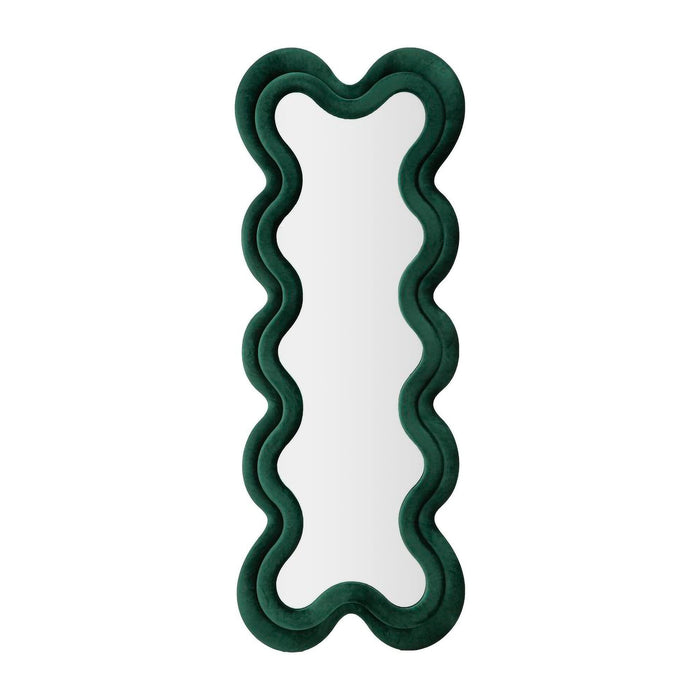 Specchio Lari, Specchiera, Articolo d'arredo a muro, Decorazione con specchio, 58x4 h160 cm, Verde