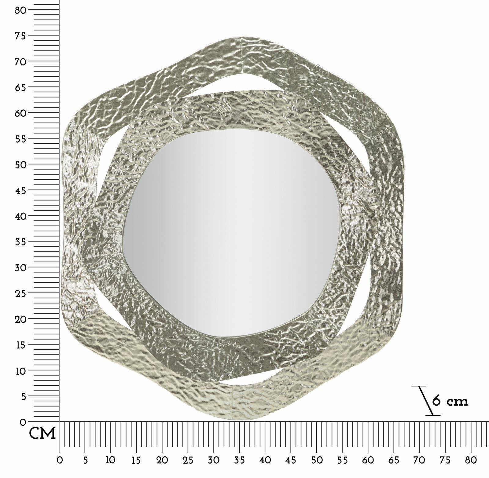 Specchio Gerola, Specchiera, Articolo d'arredo a muro, Decorazione con specchio, 66x6 h75 cm, Argento
