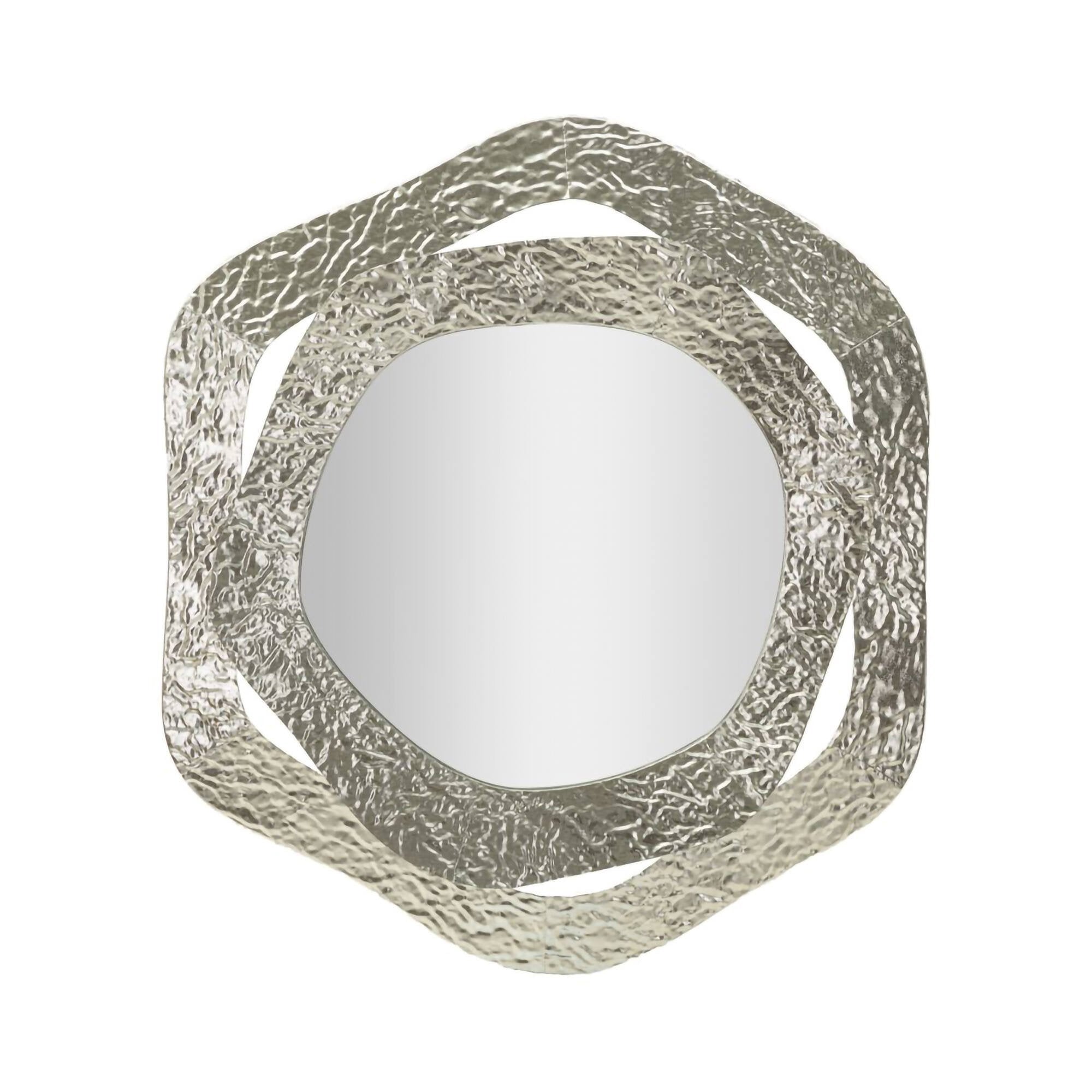 Specchio Gerola, Specchiera, Articolo d'arredo a muro, Decorazione con specchio, 66x6 h75 cm, Argento