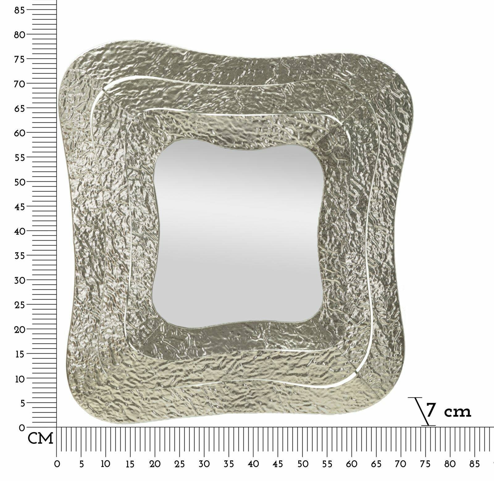 Specchio Casella, Specchiera, Articolo d'arredo a muro, Decorazione con specchio, 74x7 h79 cm, Argento