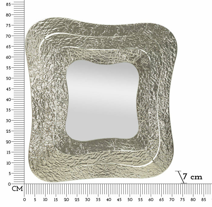 Specchio Casella, Specchiera, Articolo d'arredo a muro, Decorazione con specchio, 74x7 h79 cm, Argento