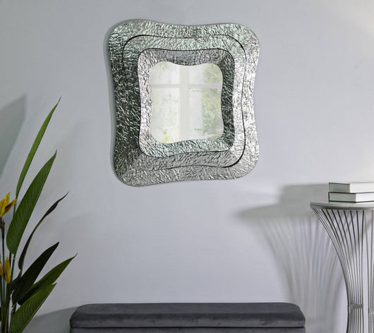 Specchio Casella, Specchiera, Articolo d'arredo a muro, Decorazione con specchio, 74x7 h79 cm, Argento