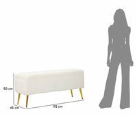 Panca Aiano, Panchina multiuso, Seduta per ospiti, Cassapanca multifunzione, 112x42 h50 cm, Bianco e Oro