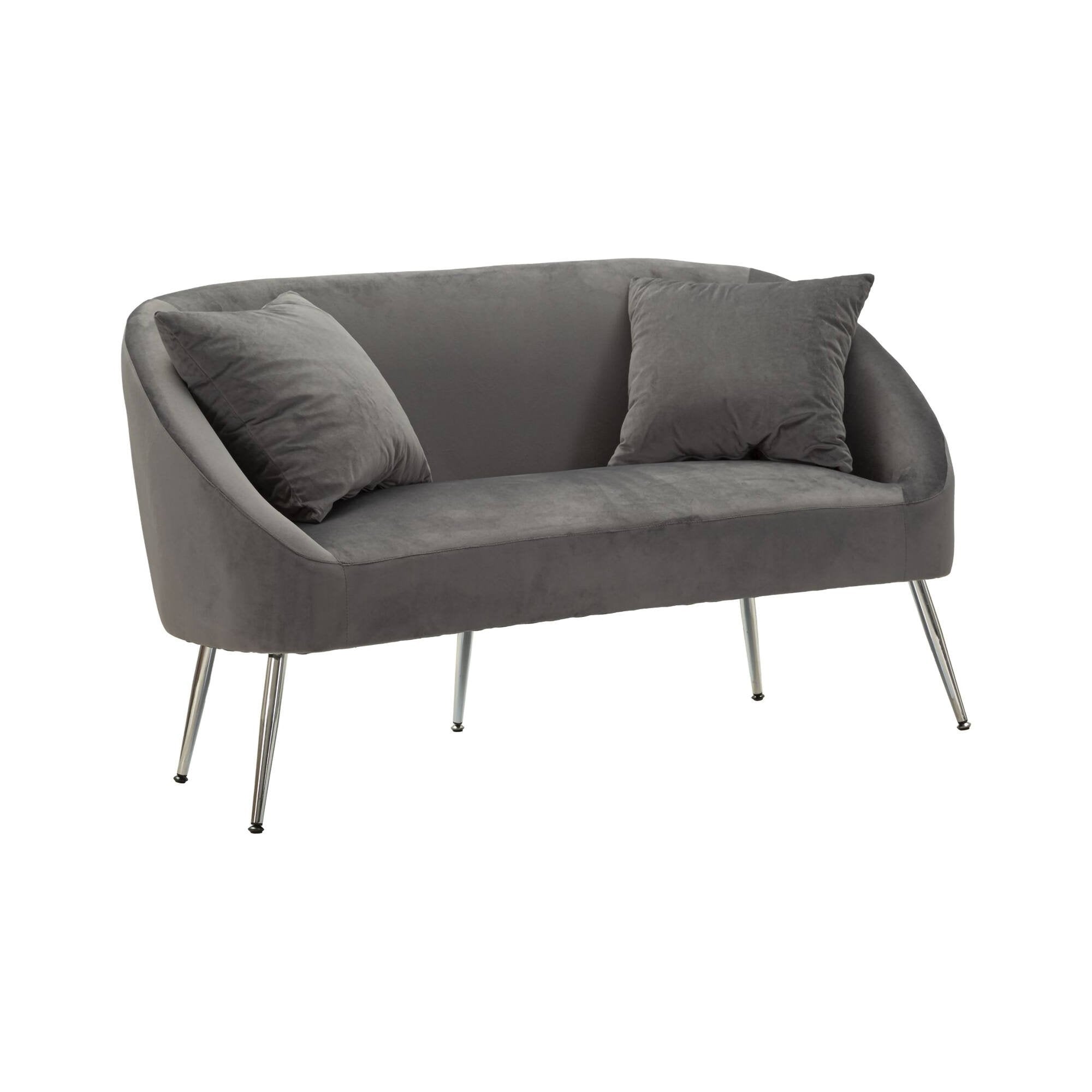 Divano fisso 2 posti Pittari, Sofà dritto, Divanetto per salotto, Poltrona matrimoniale, 137x69 h79 cm, Grigio e Argento