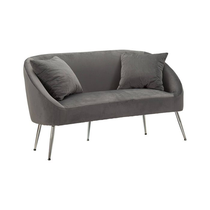 Divano fisso 2 posti Pittari, Sofà dritto, Divanetto per salotto, Poltrona matrimoniale, 137x69 h79 cm, Grigio e Argento