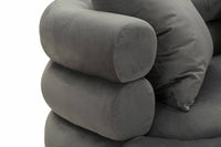 Divano fisso 2 posti Casier, Sofà dritto, Divanetto per salotto, Poltrona matrimoniale, 133x68 h69 cm, Grigio e Argento