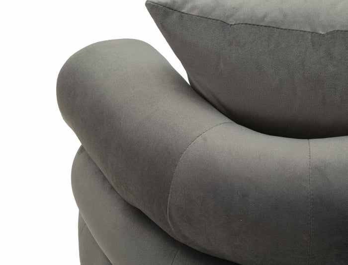 Divano fisso 2 posti Casier, Sofà dritto, Divanetto per salotto, Poltrona matrimoniale, 133x68 h69 cm, Grigio e Argento