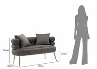 Divano fisso 2 posti Casier, Sofà dritto, Divanetto per salotto, Poltrona matrimoniale, 133x68 h69 cm, Grigio e Argento