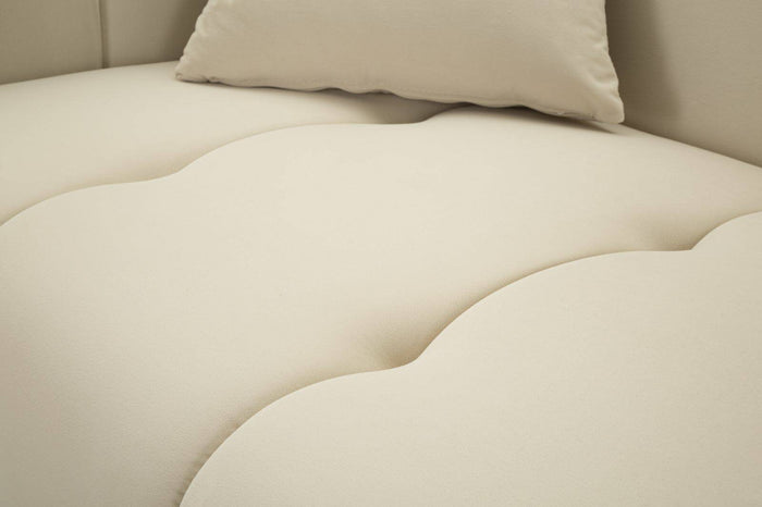 Divano fisso 2 posti Gandolfo, Sofà dritto, Divanetto per salotto, Poltrona matrimoniale, 81x155 h71 cm, Crema e Oro