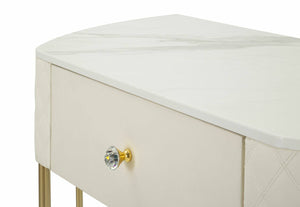 Consolle Niccolo, Tavolo multiuso, Mobiletto d'appoggio, Scrivania da corridoio, 100x40 h75 cm, Bianco e Oro
