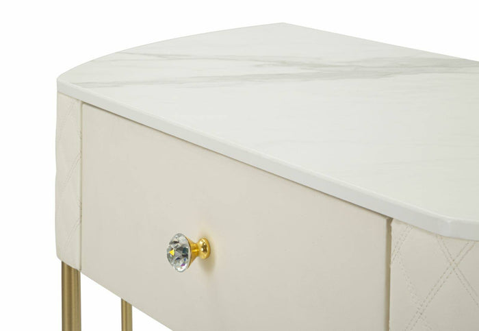 Consolle Niccolo, Tavolo multiuso, Mobiletto d'appoggio, Scrivania da corridoio, 100x40 h75 cm, Bianco e Oro