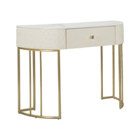 Consolle Niccolo, Tavolo multiuso, Mobiletto d'appoggio, Scrivania da corridoio, 100x40 h75 cm, Bianco e Oro