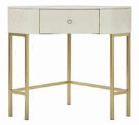 Consolle Viscardo, Tavolo multiuso, Mobiletto d'appoggio, Scrivania da corridoio, 85x60 h77 cm, Bianco e Oro