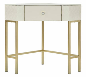 Consolle Viscardo, Tavolo multiuso, Mobiletto d'appoggio, Scrivania da corridoio, 85x60 h77 cm, Bianco e Oro