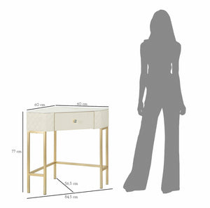 Consolle Viscardo, Tavolo multiuso, Mobiletto d'appoggio, Scrivania da corridoio, 85x60 h77 cm, Bianco e Oro