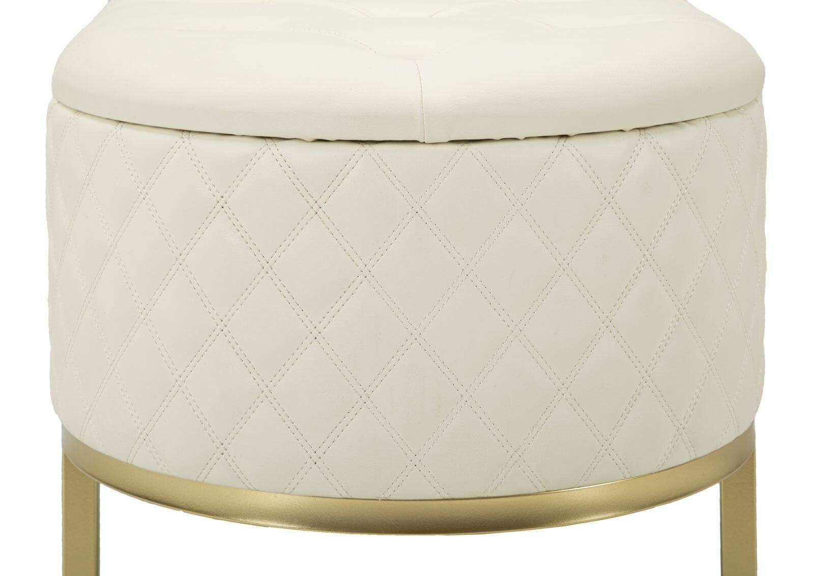 Panca Golfo, Panchina multiuso, Seduta per ospiti, Cassapanca multifunzione, 120x40 h43 cm, Bianco e Oro