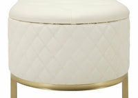 Panca Golfo, Panchina multiuso, Seduta per ospiti, Cassapanca multifunzione, 120x40 h43 cm, Bianco e Oro